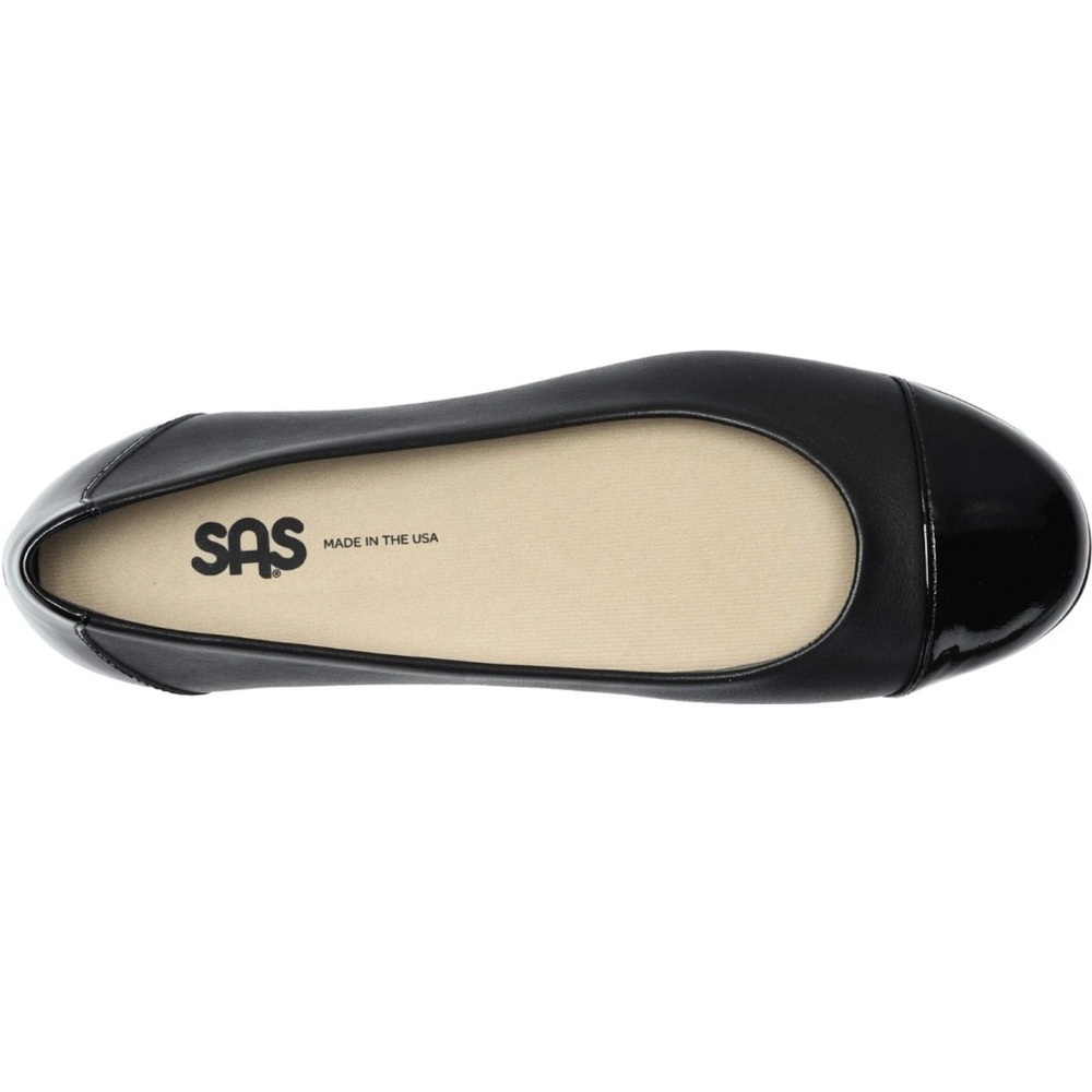 SAS Scenic Cap Toe Black/Black Patent Womens Ballet Flat Shoes Size 11 M - Picture 2 of 3